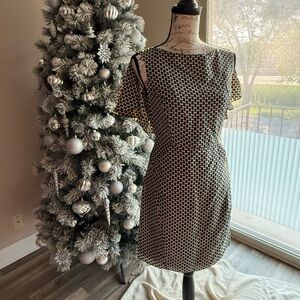 Brown Sheath Mini Dress with Flutter Cap Sleeves